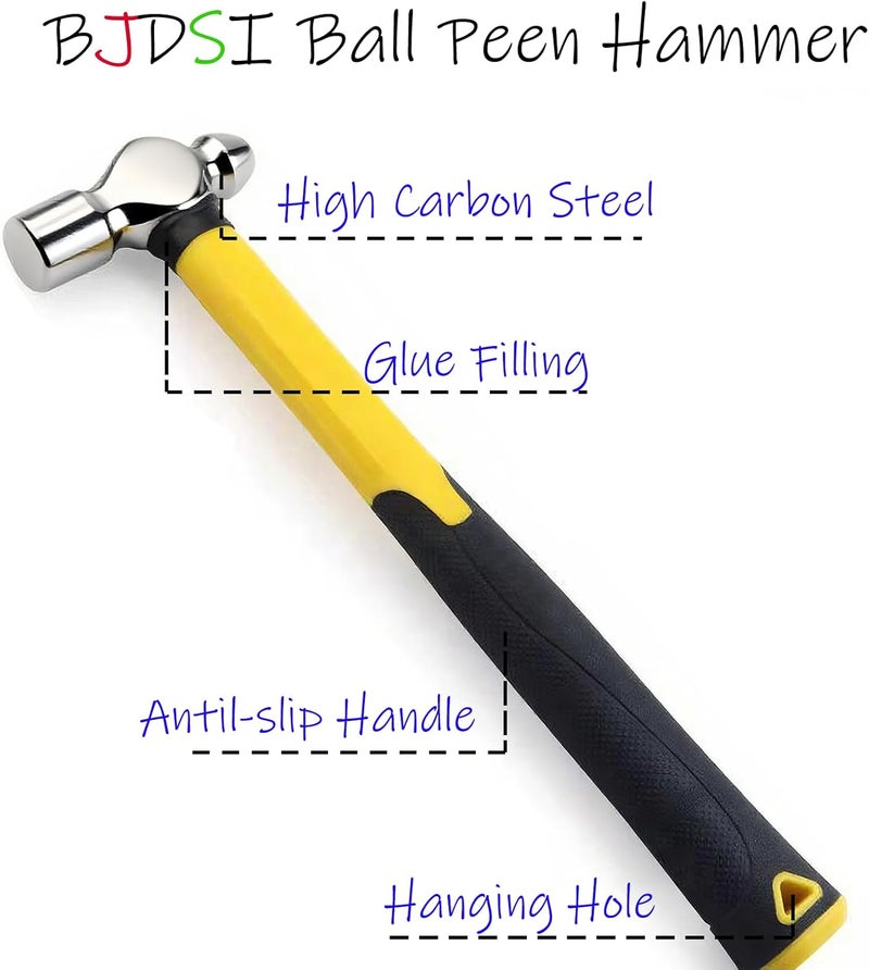 BJDSI 8 oz Ball Peen Hammer,Anti-Shaking,Anti-Rust,Shock-Proof Plastic Handle. - Image 3